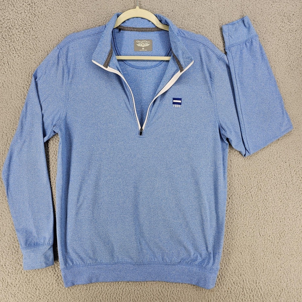 Straight Down Pullover Mens Medium Blue 1/4 Zip Golf Stretch Mock Neck